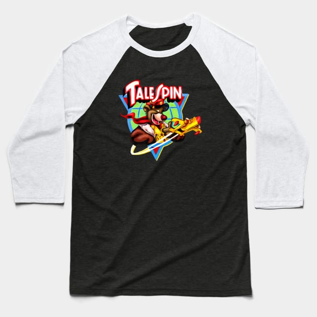 Talespin, Baloo Logo Plane Baseball T-Shirt by RainbowRetro